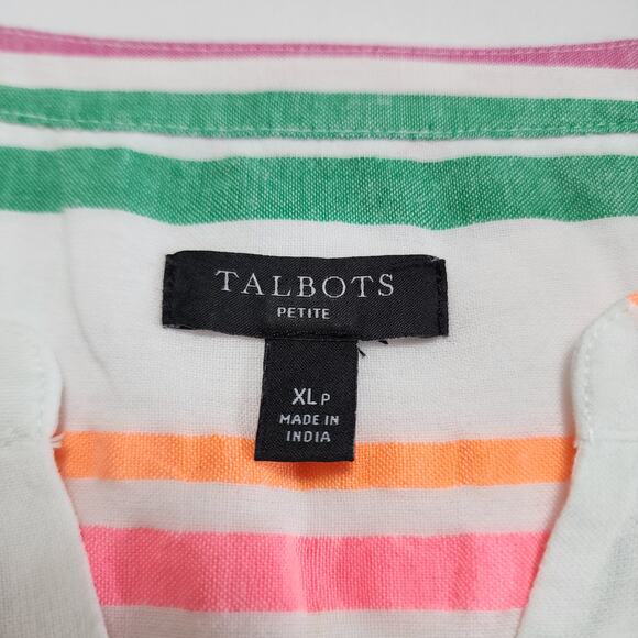Talbots Womens Sensational Stripe Popover Top Size XL Petite Multicolor Striped - Picture 7 of 10